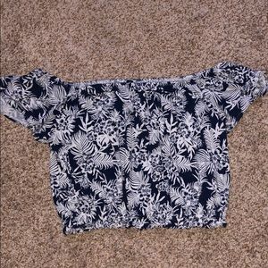 Off-the-Shoulder Tropical Crop Top